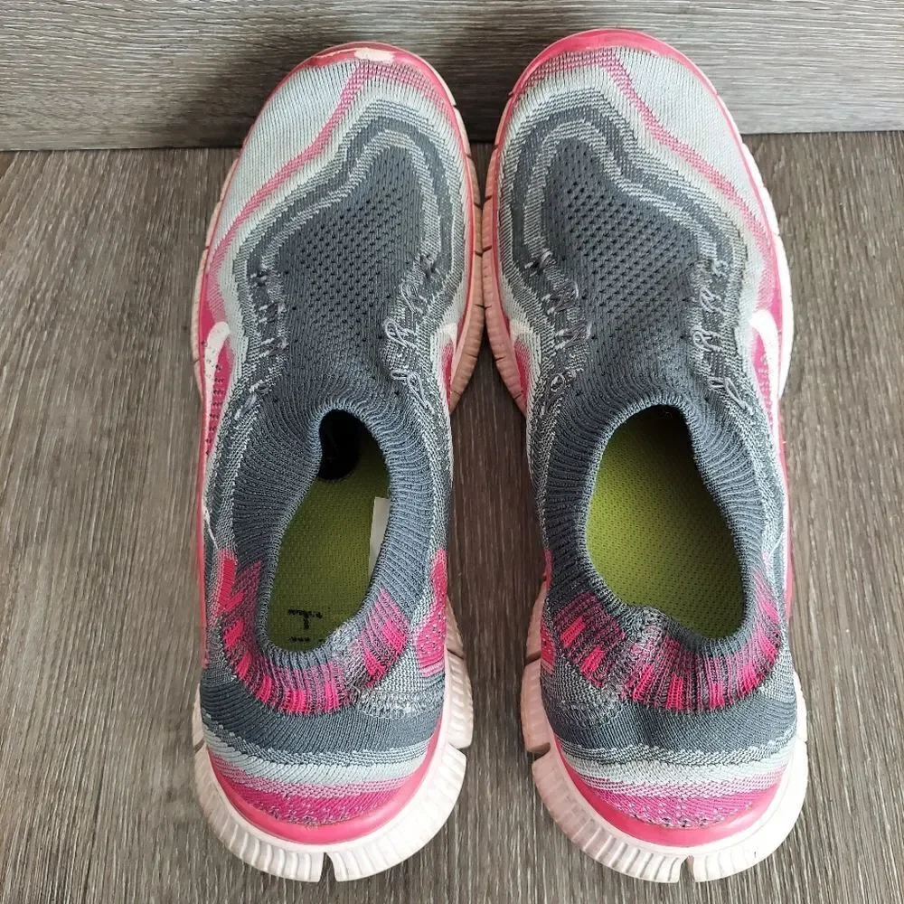 Nike Free Flyknit 5 Running Shoes, Grey Pink Foil 9.5